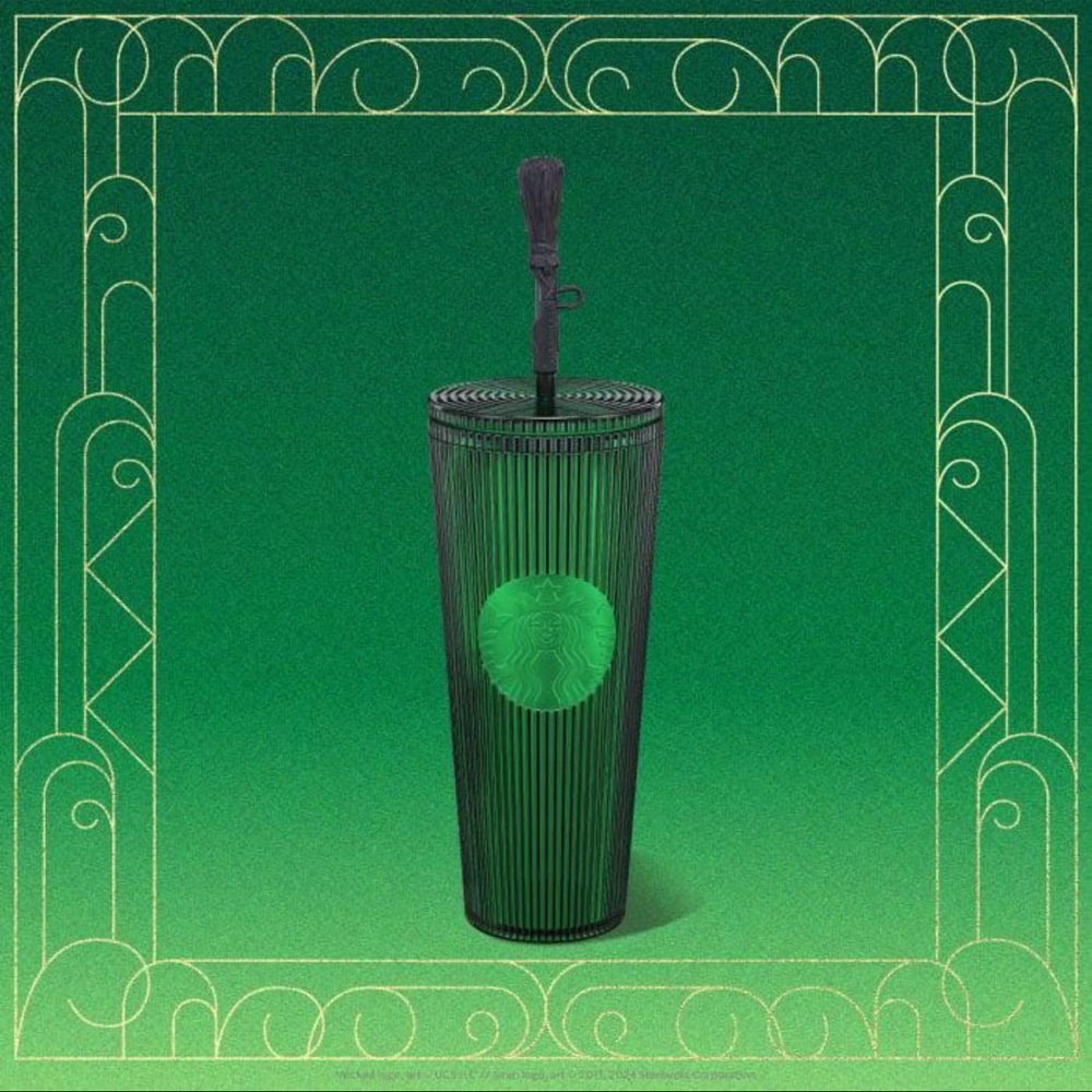 Limited Edition Starbucks Glow in the Dark Green Wicked Tumbler with Straw